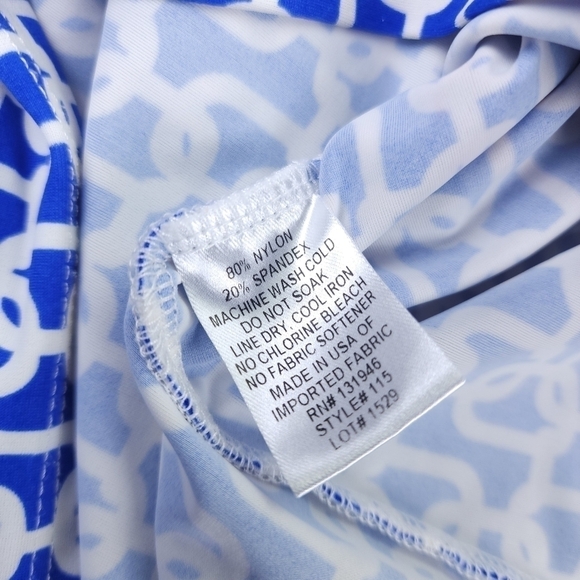 Jude Connally Blue and White Patterned Dress Sz L - Picture 10 of 16